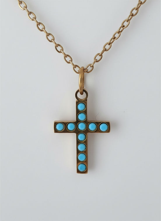 Turquoise Stone Cross Necklace
