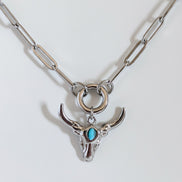 God Bless Texas Longhorn Paperclip Necklace