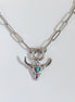 God Bless Texas Longhorn Paperclip Necklace