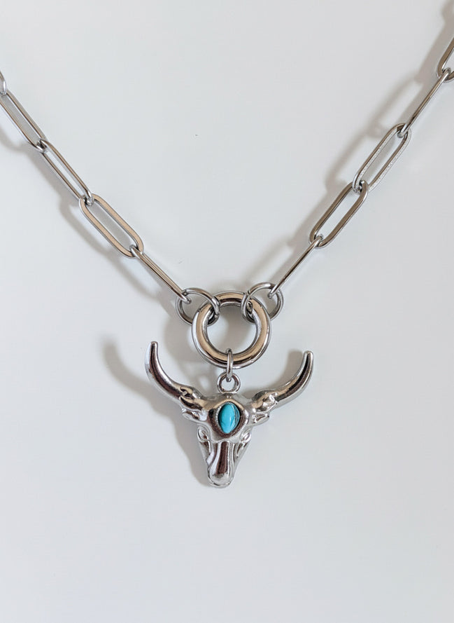 God Bless Texas Longhorn Paperclip Necklace