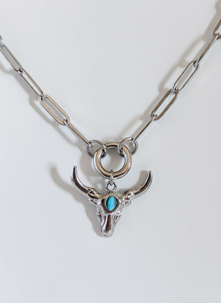 God Bless Texas Longhorn Paperclip Necklace