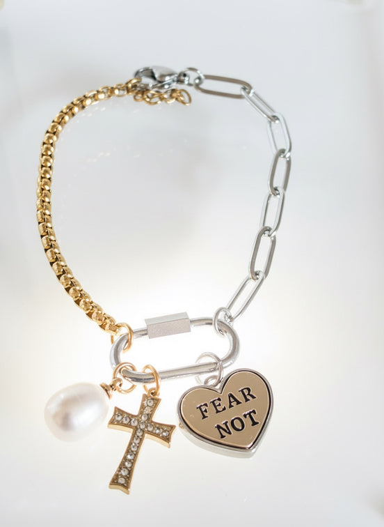 Mixed Metals Fear Not Carabiner Bracelet