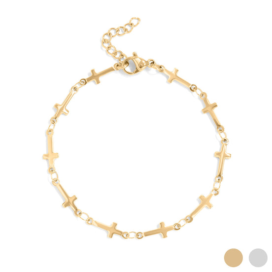 18K Gold-plated Dainty Cross Bracelet