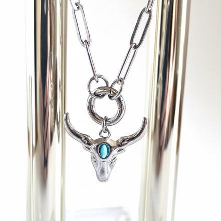 God Bless Texas Longhorn Paperclip Necklace