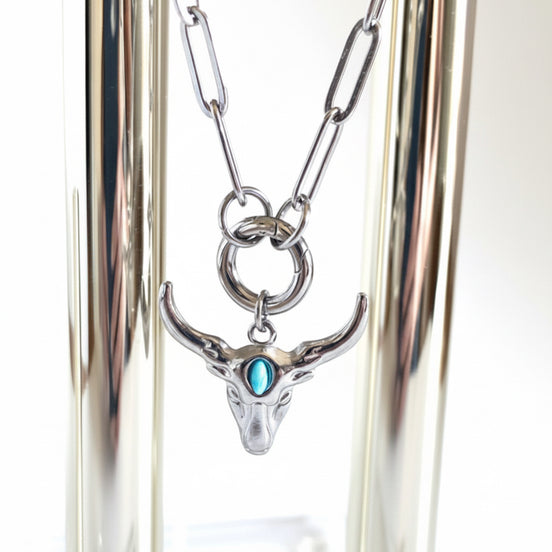 God Bless Texas Longhorn Paperclip Necklace