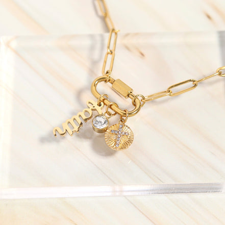 Faith Charm Carabiner Necklace