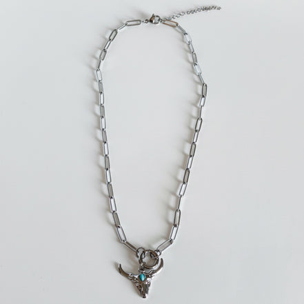 God Bless Texas Longhorn Paperclip Necklace