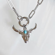 God Bless Texas Longhorn Paperclip Necklace